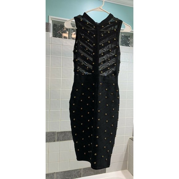 Size Small Clubbing Dress Black Studded Dress Hour - Picture 2 of 3